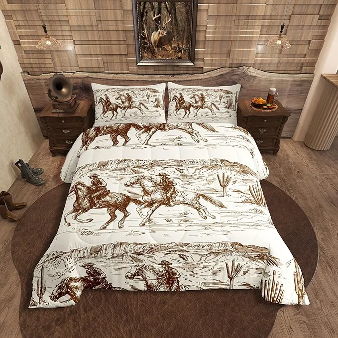 Consistent Erosebridal Western Comforter Set Full Size Cowboy Bedding Set American Wild West Desert Hand Drawn Illustration Down Comforter Country Theme Bedroom Decor Duvet Set for Boys Men Teens Pure
