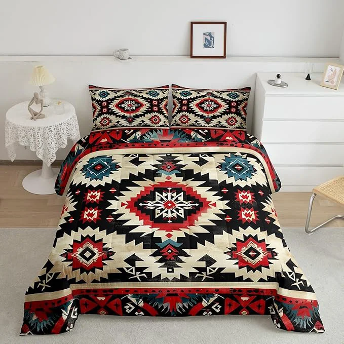 Selected Feelyou Boho Comforter Set Twin Size Southwest Native American Design Comforter Southwestern Geometric Bedding Set Western Decor Duvet Set Room Decor Black Beige Quilt Set Quality