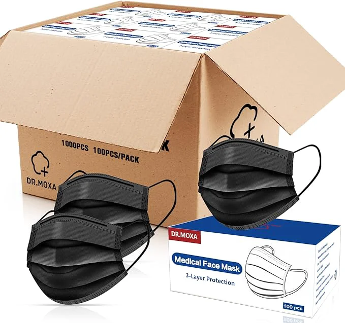 Carefully Designed DR.MOXA 1000Pcs Black Disposable Medical Face Mask 3-Ply Protection Face Mask Excellent