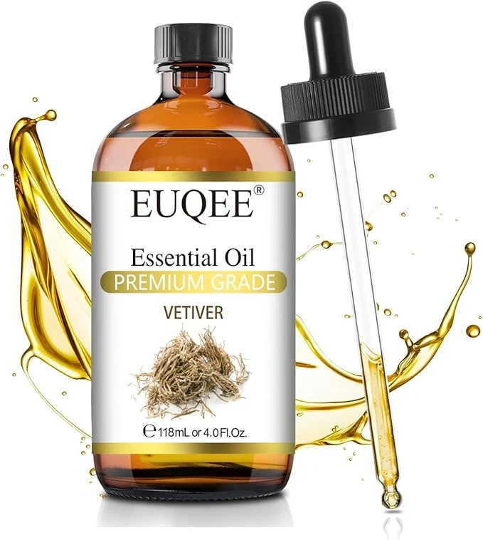 Consistent EUQEE Vetiver Essential Oil 4oz 118ML Large Bottle Vetiver Oil Premium Recyclable