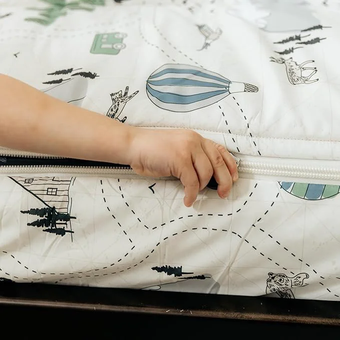 Advanced Beddy 39 s Adventure amp Wildlife Theme Durable Zipper Bedding for Kids Bed in a Bag Cream Comforter amp Charcoal Sheets with Outdoor Explorer Design Includes Pillowcase amp Pillow Sham Easy to Make amp Wash Smart