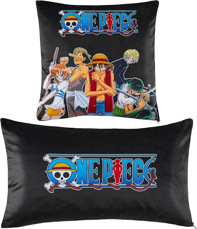Selected One Piece 2-Pc Cushion Cover Set Pillow Covers for Bed Couch Rectangular 20×12 in Square 14 x14 in Luffy Straw Hat Anime Gifts for Boys High-Grade