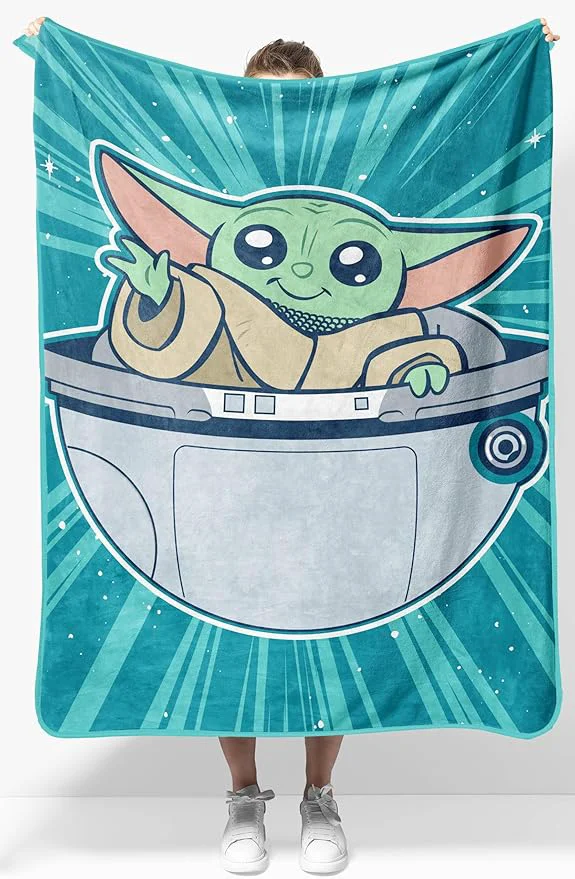Quality Jay Franco Kids Plush Throw Blanket – Soft amp Cozy Fleece Throw for Bedroom amp Couch Décor Licensed Product Teal – Mandalorian 40×50 – Travel Blanket Breathable