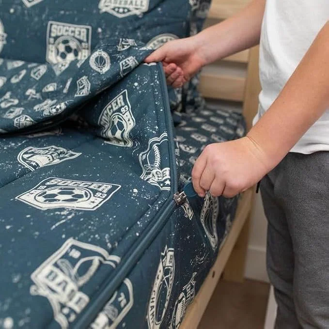 Stylish Beddy 39 s Sports Theme Boys Durable Zipper Bedding for Kids Bed in a Bag Blue Sheets with Baseball Football Basketball Soccer Comforter Pillowcase amp Pillow Sham Easy to Make amp Wash Lightweight