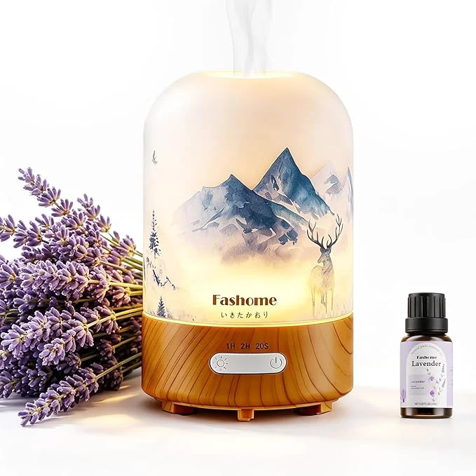 Lightweight Essential Oil Diffuser Hand Blown Glass Aromatherapy Diffuser Ultrasonic Cool Trusted