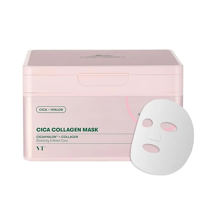 Versatile VT COSMETICS CICA Pink Daily Mask 30 Sheets 300Da Low Molecular Collagen Smooth