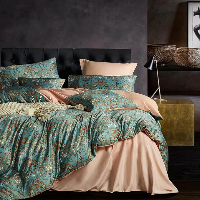 Selected Vintage Style Duvet Cover Set 5 PCS Boho Comforter Cover Set Paisley Floral Bedding Set Green Floral Duvet Cover King Duvet Cover Soft Reversible Design Autumn King California King Environmentally Friendly