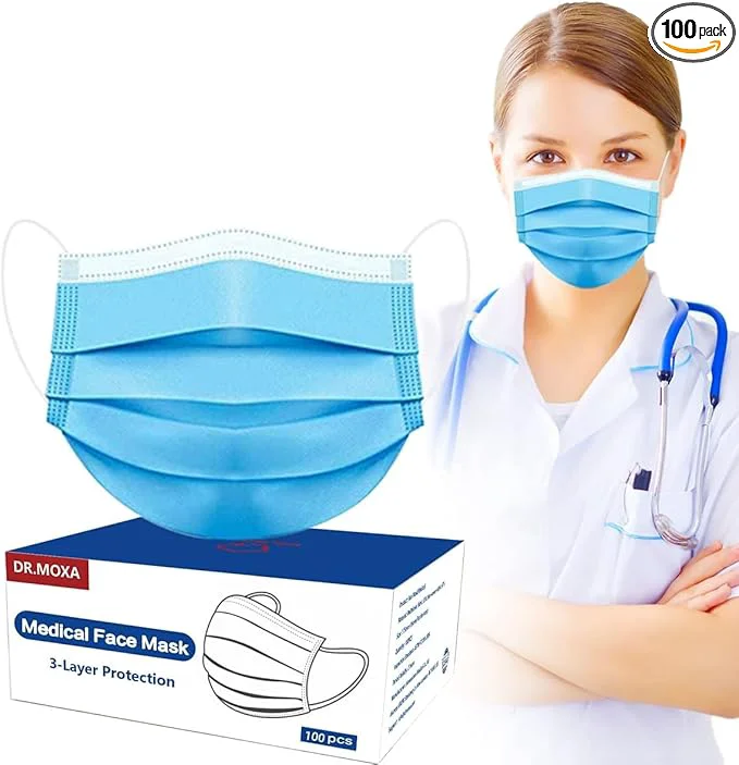 Detailed 100 Pack Disposable Face Masks ASTM Level 2 Medical Grade 3 Ply Protection Contemporary