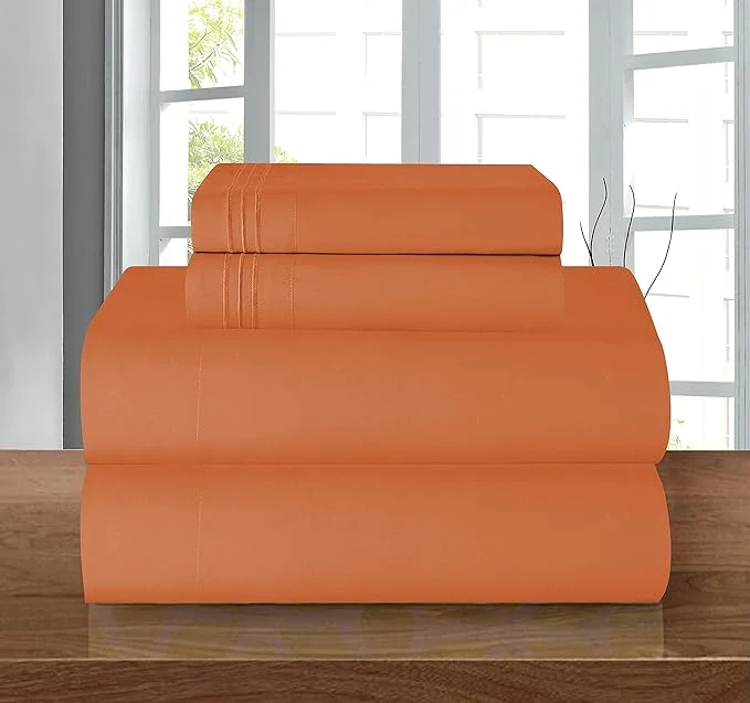 Soft Elegant Comfort Luxury 1500 Premium Hotel Quality Microfiber 4-Piece Sheet Set – Wrinkle Resistant All Around Elastic Fitted Sheet Deep Pocket up to 16 quot Queen Coral Flexible