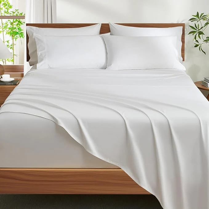 Effective Ivellow Egyptian Cotton Sheets Queen Size Set – 1200 Thread Count 6 PC 18 quot Deep Pocket Queen Sheets Luxury Cotton Bed Sheets Soft Breathable Cooling White Sheet Set Durable Hotel Quality Bedding Reliable