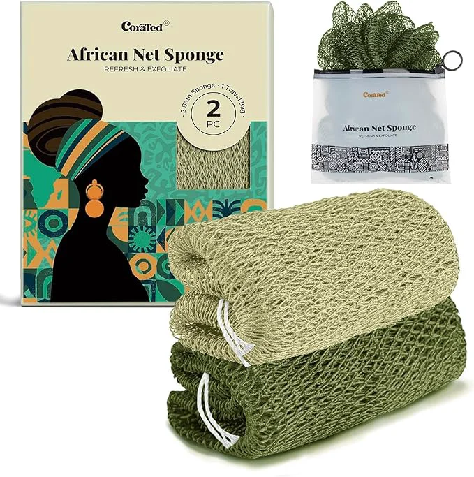 Prestigious CORATED African Net Sponge Shower Loofah Exfoliating Bath Sponge Smooth
