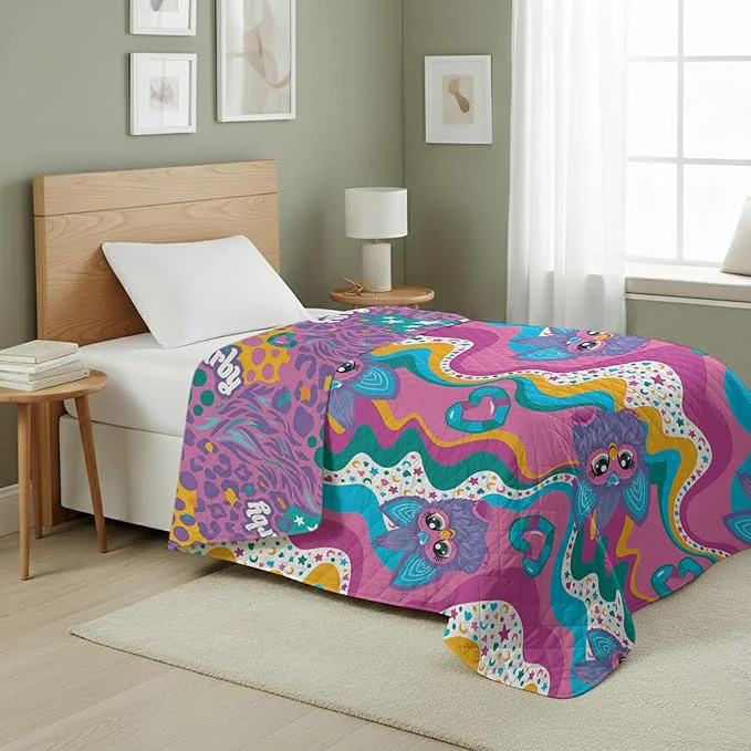 Unique Northwest Furby Furby World Quilted Blanket Comfy Throw Adults Boys Girls Soft Lightweight Bedding for Bed or Couch 60 x 80 inches Fast