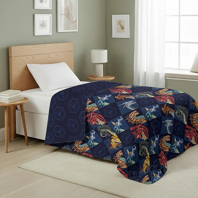 World-Class Northwest Dungeons amp Dragons Dragons amp Dice Quilted Blanket Comfy Throw Soft Lightweight Bedding for Bed or Couch 60 x 80 inches Breathable