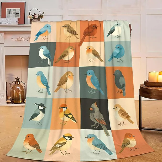 Unique Bird Blanket Super Soft Warm Fluffy Fleece Flannel Sparrow Cardinal Throw Blanket Cozy Fuzzy Plush Stuff Bedding Blankets Gifts for Women Kids Boys Girls Adults 50 quot X40 quot Versatile