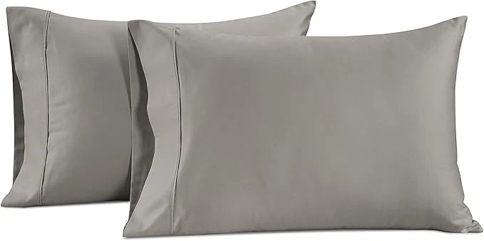 Trendy LANE LINEN Pillow Case Covers King Set of 2 Egyptian Cotton Sateen Soft Cool amp Smooth 1000 Thread Count Cases – Silver Exclusive