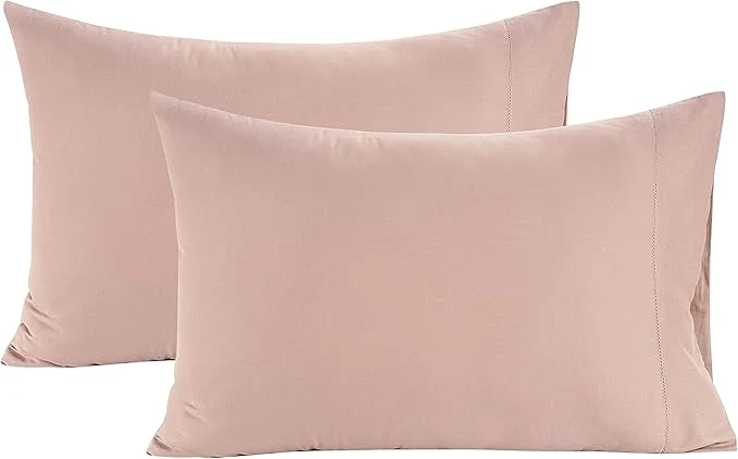 Reusable LANE LINEN Egyptian Cotton Pillow Cases – Queen Size 2-Pack 20 quot x30 quot 1000 Thread Count Sateen Pink Sepia Rose Pattern Contemporary