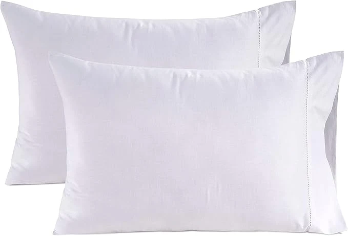Pure LANE LINEN Queen White Pillow Cases Set of 2 Egyptian Cotton 1000 Thread Count Sateen White- for Home Hotels amp Hospital Use Standard Size High-End