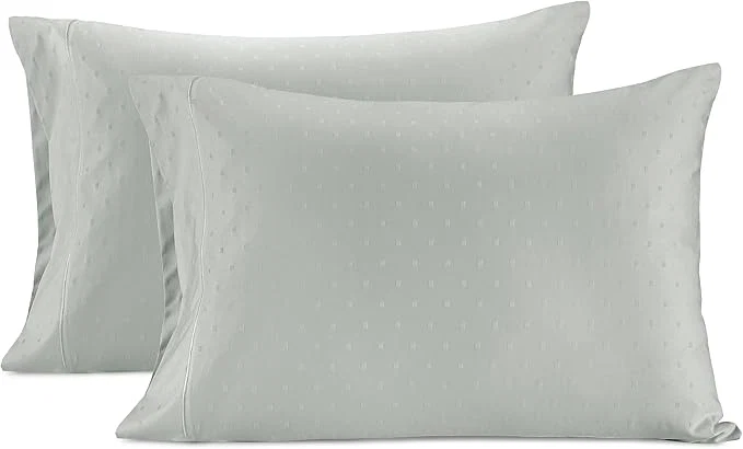 Exclusive LANE LINEN Pillow Case Covers King Set of 2 Egyptian Cotton Sateen Soft Cool amp Smooth 1000 Thread Count Pillow Cases – Swiss Dot – Mineral Recyclable