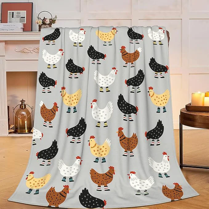 Top-Quality Chicken Blanket Super Soft Warm Fluffy Fleece Flannel Hen Animal Throw Blanket Cozy Fuzzy Plush Stuff Bedding Blankets Gifts for Women Kids Boys Girls Adults 80 quot X60 quot Recyclable
