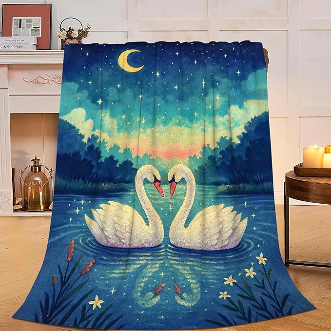 Enhanced Swan Blanket Super Soft Warm Fluffy Fleece Flannel Animal Throw Blanket Cozy Fuzzy Plush Stuff Bedding Blankets Gifts for Women Kids Boys Girls Adults 60 quot X50 quot Innovative