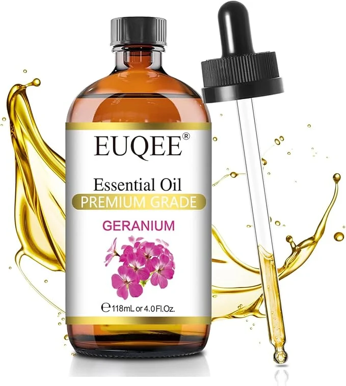 Fast EUQEE Geranium Essential Oil 118 ml Pure Geranium Oil Easy-to-Use