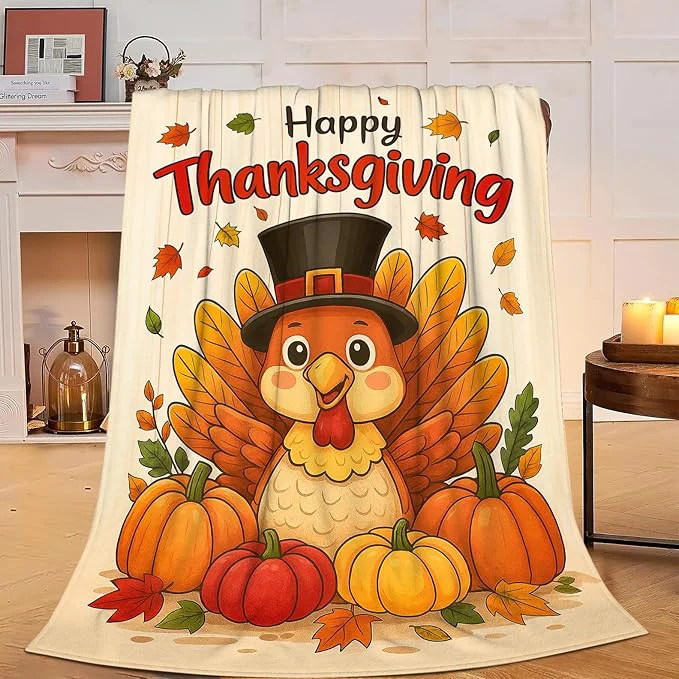 Top-Quality Thanksgiving Turkey Blanket Super Soft Warm Fluffy Fleece Flannel Throw Blanket Cozy Fuzzy Plush Stuff Bedding Blankets Gifts for Women Kids Boys Girls Adults 80 quot X60 quot Sustainable