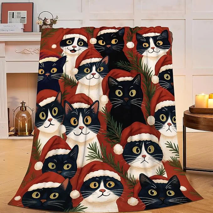 Professional Christmas Cat Blanket Super Soft Warm Fluffy Fleece Flannel Animal Throw Blanket Cozy Fuzzy Plush Stuff Bedding Blankets Gifts for Women Kids Boys Girls Adults 50 quot X40 quot Crafted
