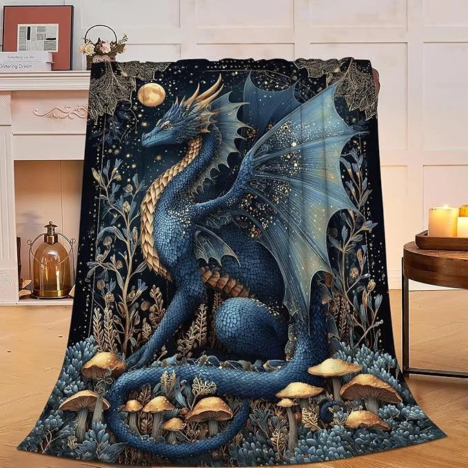 Carefully Designed Dragon Blanket Super Soft Warm Fluffy Fleece Flannel Fantasy Animal Throw Blanket Cozy Fuzzy Plush Stuff Bedding Blankets Gifts for Women Kids Boys Girls Adults 80 quot X60 quot Practical