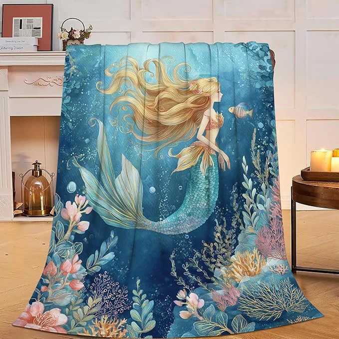 Classic Mermaid Blanket Super Soft Warm Fluffy Fleece Flannel Fantasy Throw Blanket Cozy Fuzzy Plush Stuff Bedding Blankets Gifts for Women Kids Boys Girls Adults 80 quot X60 quot Relaxed