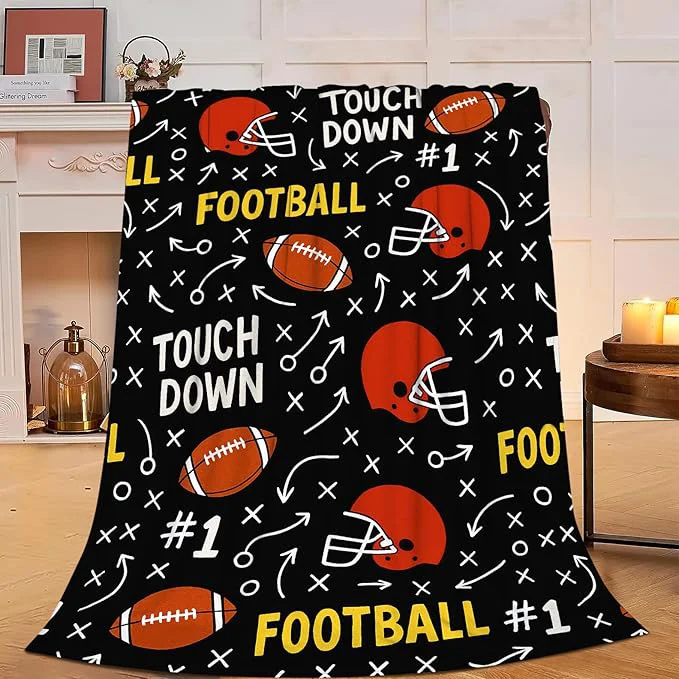 Crafted American Football Blanket Super Soft Warm Fluffy Fleece Flannel Ball Sports Throw Blanket Cozy Fuzzy Plush Football Stuff Bedding Blankets Gifts for Teens Boys Kids Women Girls Adults 50 quot X40 quot Casual