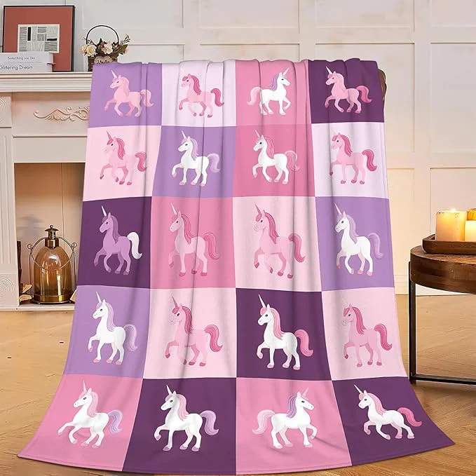 Trendy Unicorn Blanket Super Soft Warm Fluffy Fleece Flannel Fantasy Throw Blanket Cozy Fuzzy Plush Stuff Bedding Blankets Gifts for Women Kids Boys Girls Adults 80 quot X60 quot Elegant