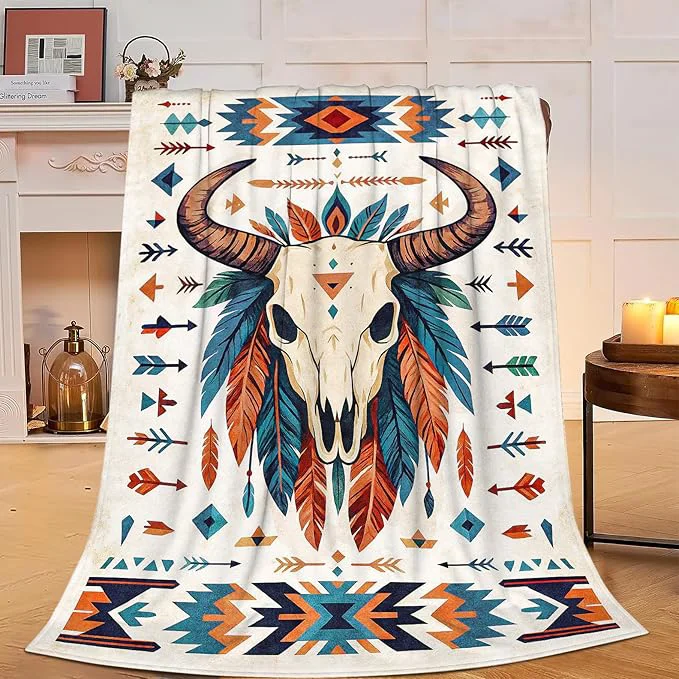 Green Western Cattle Skull Blanket Super Soft Warm Fluffy Fleece Flannel Throw Blanket Cozy Fuzzy Plush Stuff Bedding Blankets Gifts for Women Kids Boys Girls Adults 50 quot X40 quot Consistent