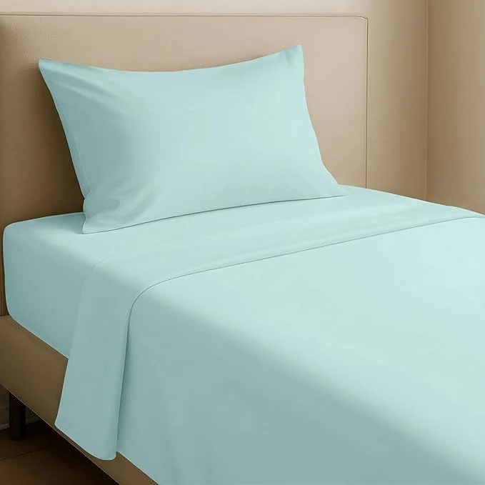 Sophisticated California Design Den Natural Cotton Sheets Twin XL Size Set – Soft Sateen Weave Twin XL Sheets 12 quot Pockets Breathable and Durable Bedding Set for Dorm Rooms College Seafoam Clean
