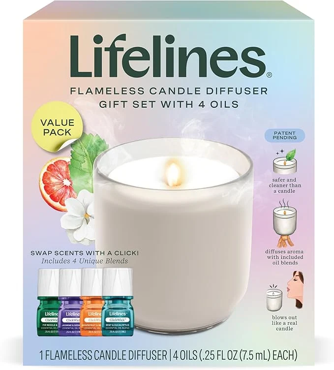 Official Lifelines Flameless Candle Aromatherapy Essential Oil Diffuser Exclusive