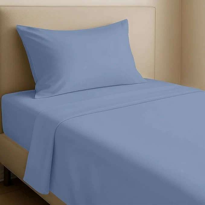 Sophisticated California Design Den Natural Cotton Sheets Twin XL Size Set – Soft Sateen Twin XL Sheet Sets 12 quot Pockets Breathable and Durable Bedding for Dorm Rooms College Blue Hydrangea Selected