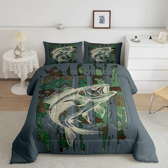 Flexible Feelyou Kids Green Camouflage Bedding Set Camo American Flag Comforter Set for Boys Girls Farmhouse Fishing Decor Comforter Wild Quilted Set Bedroom 2Pcs Toddler Size Exceptional