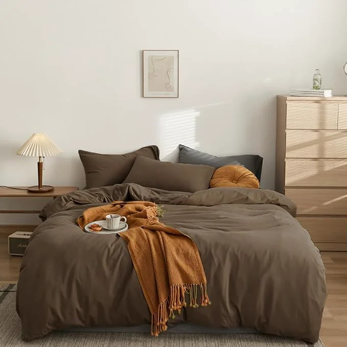 Elegant CLOTHKNOW Chestnut Brown Twin Twin XL Comforter Set 3Pcs Brown Bedding Comforter Sets Mocha Coffee Comforter Soft Dark Brown Comforter with 2 x Pillow Cases Comfortable