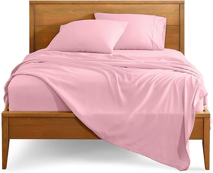 Classic Bare Home Queen Sheet Set – 1800 Ultra-Soft Microfiber Queen Bed Sheets – Double Brushed – Deep Pockets – Easy Fit – 4 Piece Set – Bedding Sheets amp Pillowcases Queen Light Pink Expertly Made