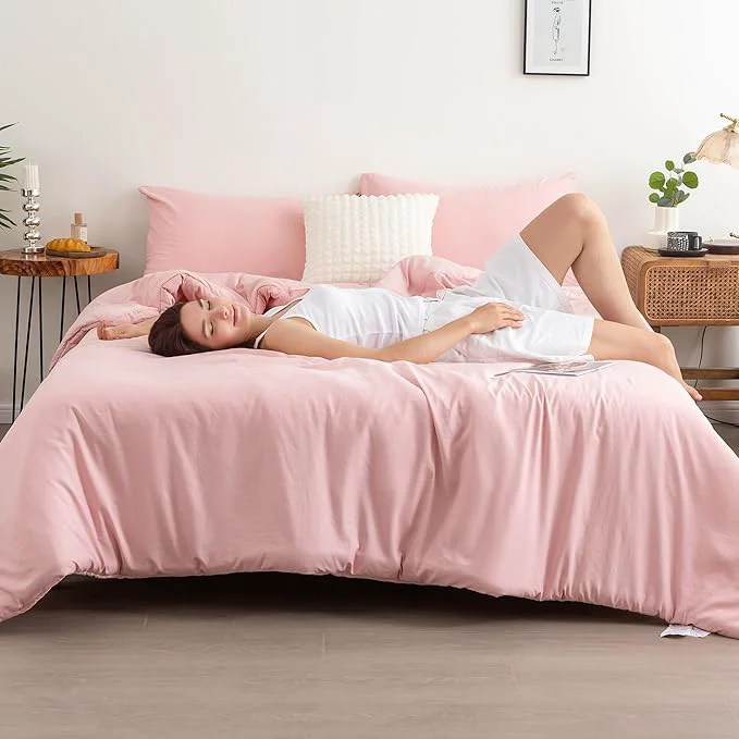 Crafted COTTEBED Super Soft Light Pink King Size Comforter Set Bed Lightweight Cozy Fuzzy Fluffy Bedding Down Comforter Sets and PilowSham for Women All Season Use – Blush Pink King California King Recyclable