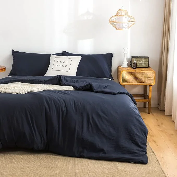Powerful COTTEBED Sliky Soft Fluffy Bedding Comforters Sets for Twin Size Bed Light Weight All Season Use Made with Cozy Washable Cotton Microfiber Reversible Fabric 1 Comforter amp 1 Pillow Sham Navy Blue Carefully Designed