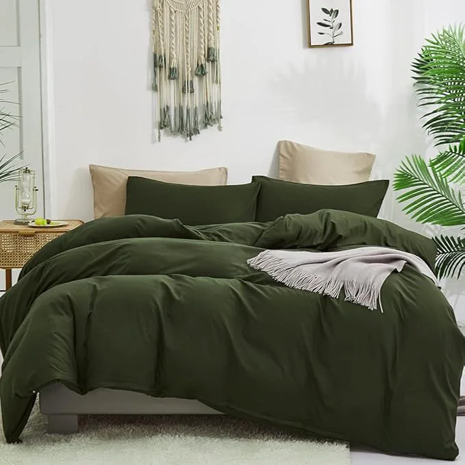 Original Design CLOTHKNOW Dark Green Twin Twin XL Comforter Set 3Pcs Green Bedding Comforter Sets Boys Girls Comforter Soft Military Comforter with 2 x Pillow Cases Next-Generation