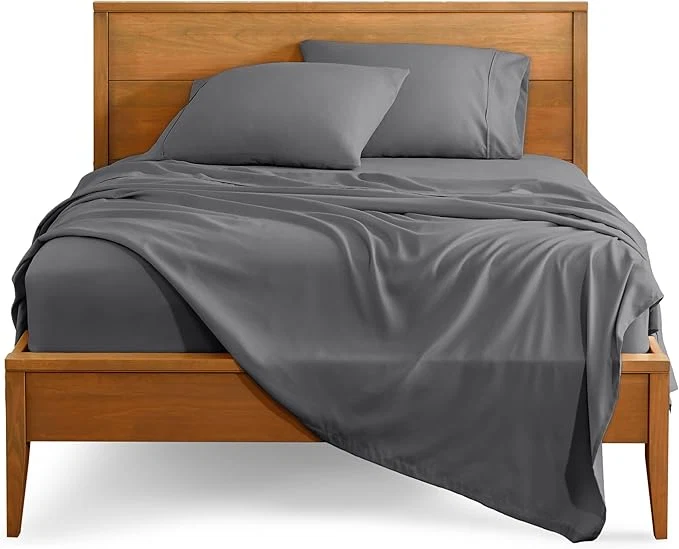 Stylish Bare Home California King Sheet Set – 1800 Ultra-Soft Microfiber Cal King Bed Sheets – Double Brushed – Deep Pockets – Easy Fit – 4 Piece Set – Bed Sheets California King Grey Powerful