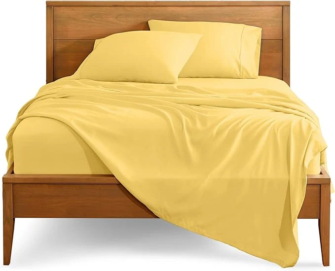 Refined Bare Home King Sheet Set – 1800 Ultra-Soft Microfiber King Bed Sheets – Double Brushed – Deep Pockets – Easy Fit – 4 Piece Set – Bedding Sheets amp Pillowcases King Lemon Drop Smooth