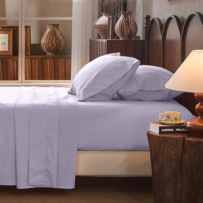Fast Linen Sheet Set Queen Size Extra Deep Pocket Fits 18-24 Inch Mattress Breathable amp Soft Smooth 4-Piece Set for Thick Mattresses Hotel Luxury Bedding（Queen Light Purple） Unique