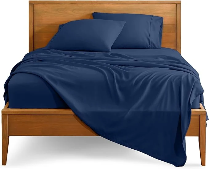 Specialty Bare Home King Sheet Set – 1800 Ultra-Soft Microfiber King Bed Sheets – Double Brushed – Deep Pockets – Easy Fit – 4 Piece Set – Bedding Sheets amp Pillowcases King Dark Blue Relaxed