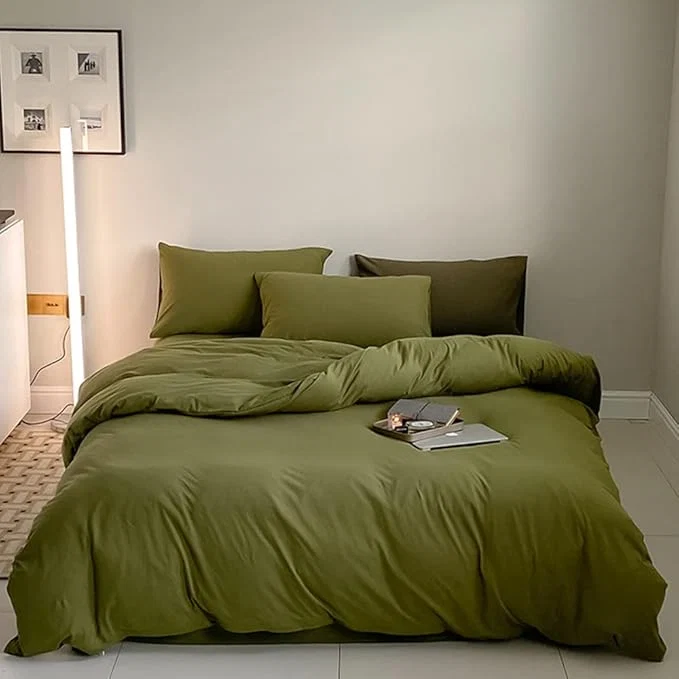 Authentic CLOTHKNOW Olive Green Queen Comforter Set Green Bedding Comforter Sets Soft Dark Green Comforter with 2 x Pillow Cases Solid
