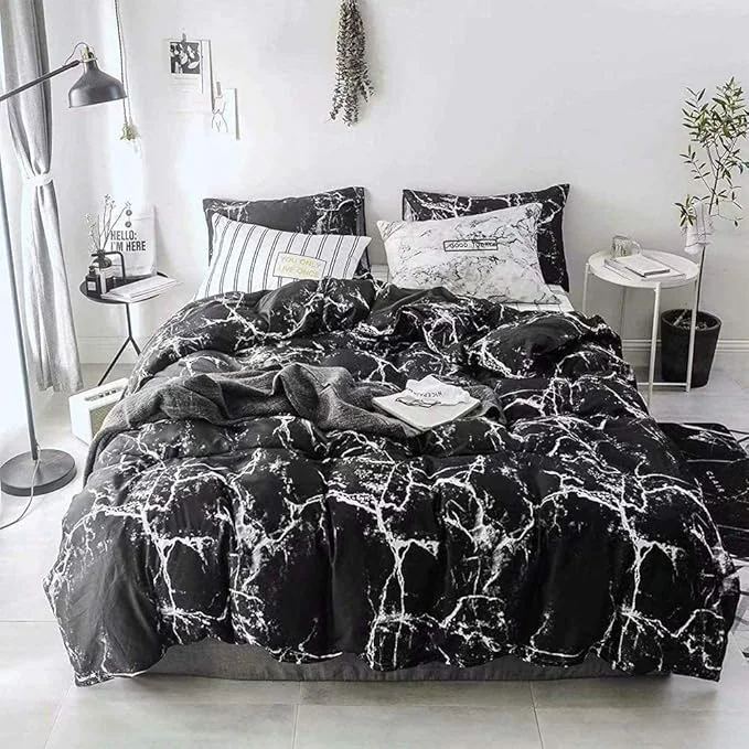Versatile CLOTHKNOW Black White Queen Comforter Set Marble Bedding Comforter Sets Black White Abstract Comforter Queen Men Women Queen Size Comforter Sets Exceptional