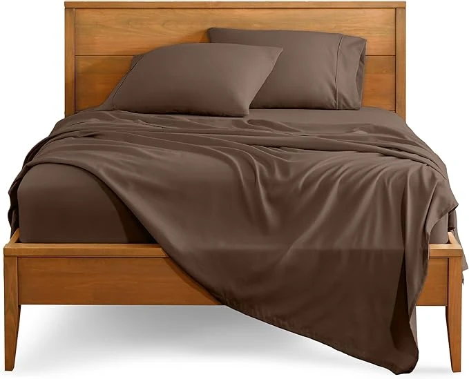 Sustainable Bare Home Full Sheet Set – 1800 Ultra-Soft Microfiber Full Bed Sheets – Double Brushed – Deep Pockets – Easy Fit – 4 Piece Set – Bedding Sheets amp Pillowcases Full Cocoa Superior