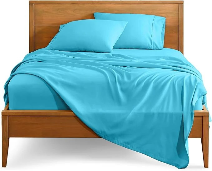 Artisan Bare Home King Sheet Set – 1800 Ultra-Soft Microfiber King Bed Sheets – Double Brushed – Deep Pockets – Easy Fit – 4 Piece Set – Bedding Sheets amp Pillowcases King Aqua High-Performance