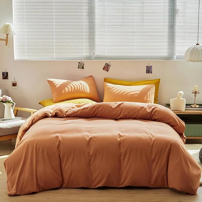 Premium Material CLOTHKNOW Orange King Size Comforter Set Peach Pink Bedding Comforter Sets Soft All Season Cocal Orange Comforter with 2 x Pillow Cases Healthy